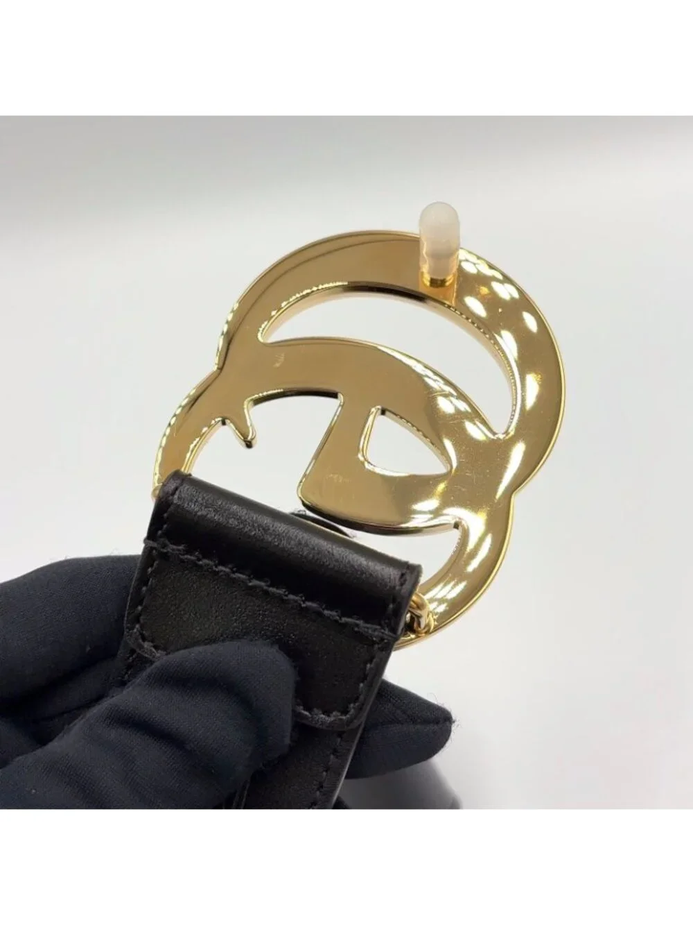Gucci GG Marmont Leather Black Belt Gold